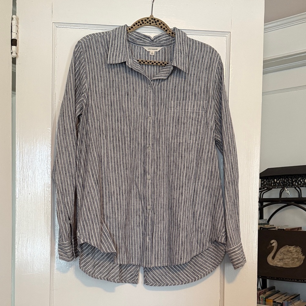 Lucky Brand Blue Striped Button Down Shirt